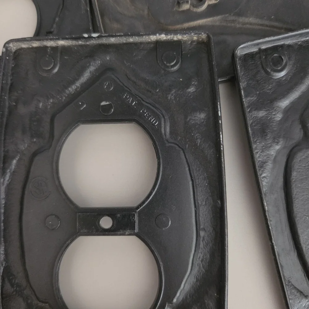 Vtg Set Pewter Metal Outlet & Switch‎ Cover Plates Moody Industrial Goth